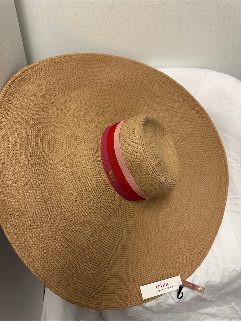 Trina Turk Wide Floppy Brim Straw Sun Hat in Natural Tan
